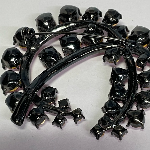 Pink Rhinestone Crescent Brooch - Picture 2 of 2